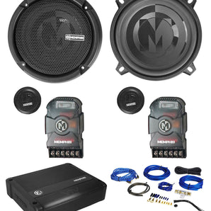 Pair Memphis Audio PRX50C 5.25" Component Speakers w/Crossovers+Amplifier+Wires