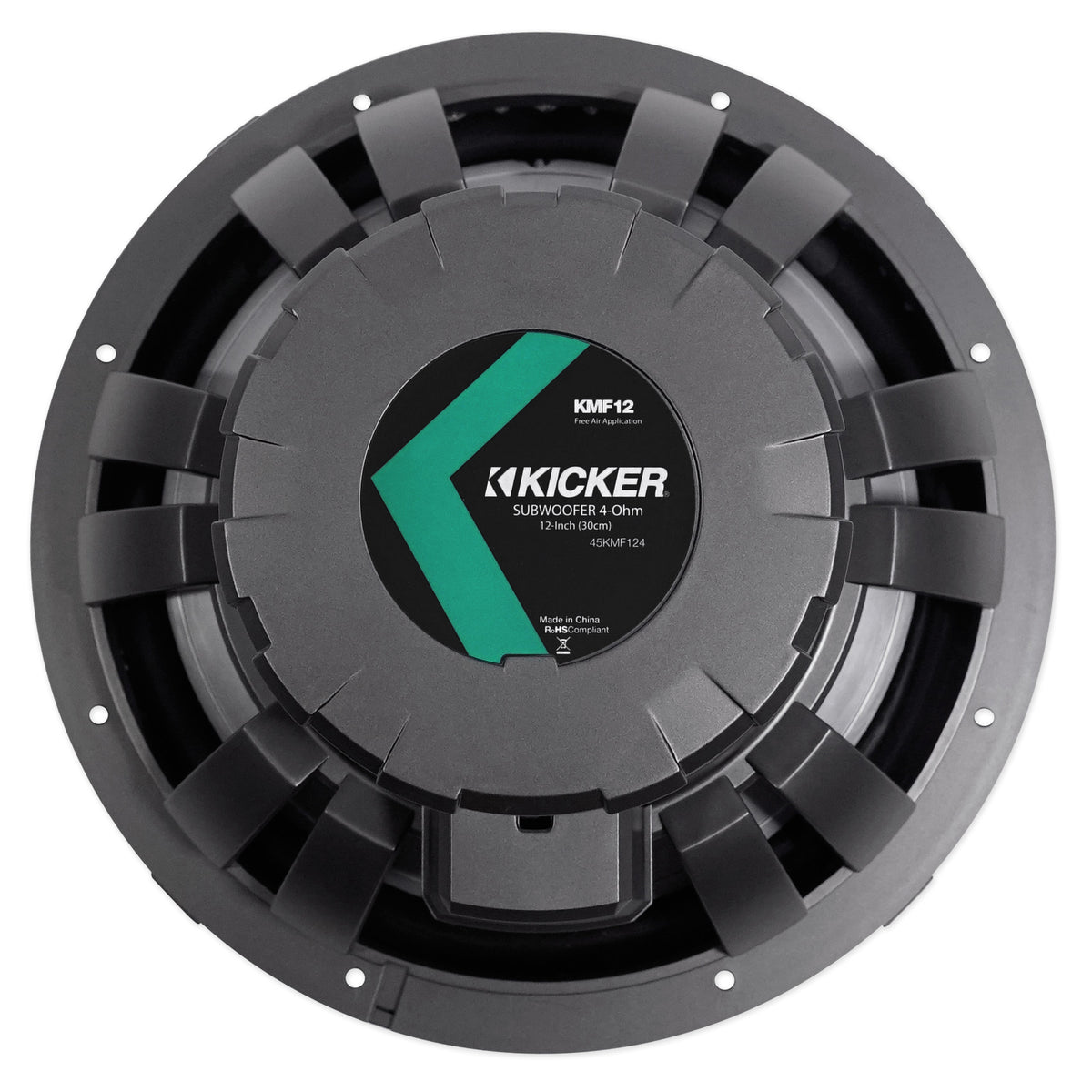 2) KICKER 45KMF124 12" 350w Free-Air Marine Boat Subwoofers+Mono Amplifier+Wires