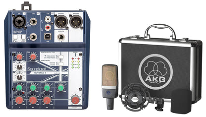 C214 Condenser Microphone with Notepad-5 USB Podcast Mixer