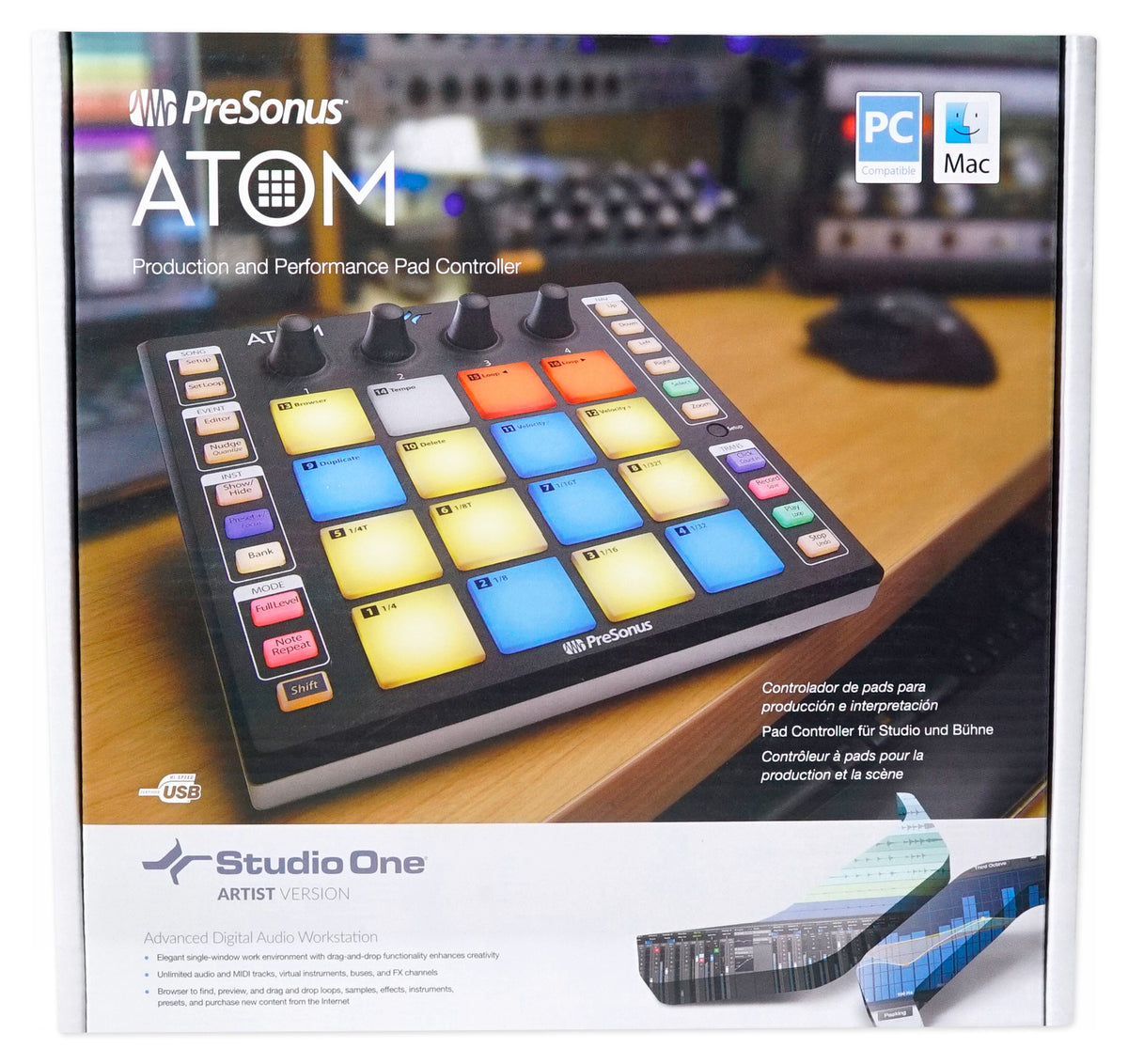 PRESONUS ATOM 16 Pad USB MIDI RGB DJ Controller+Studio One Recording Software