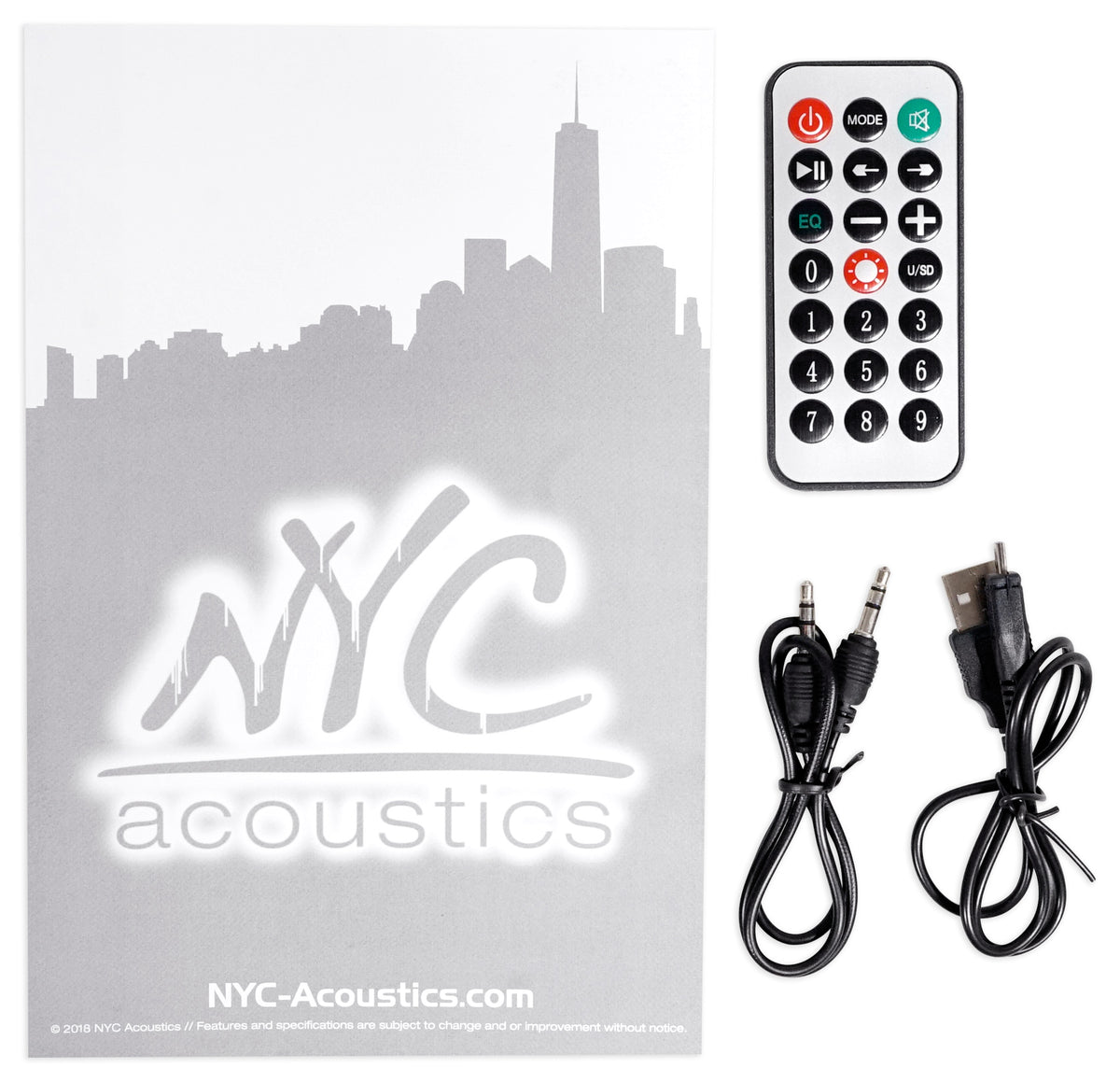 NYC Acoustics X-Tower Dual 4" Bluetooth Speaker w/ Sound Activated LED's+Remote