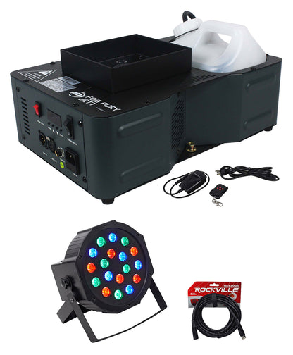 Fog Fury Jett Vertical Fog Machine +Wireless Remote+Par Light+Cable