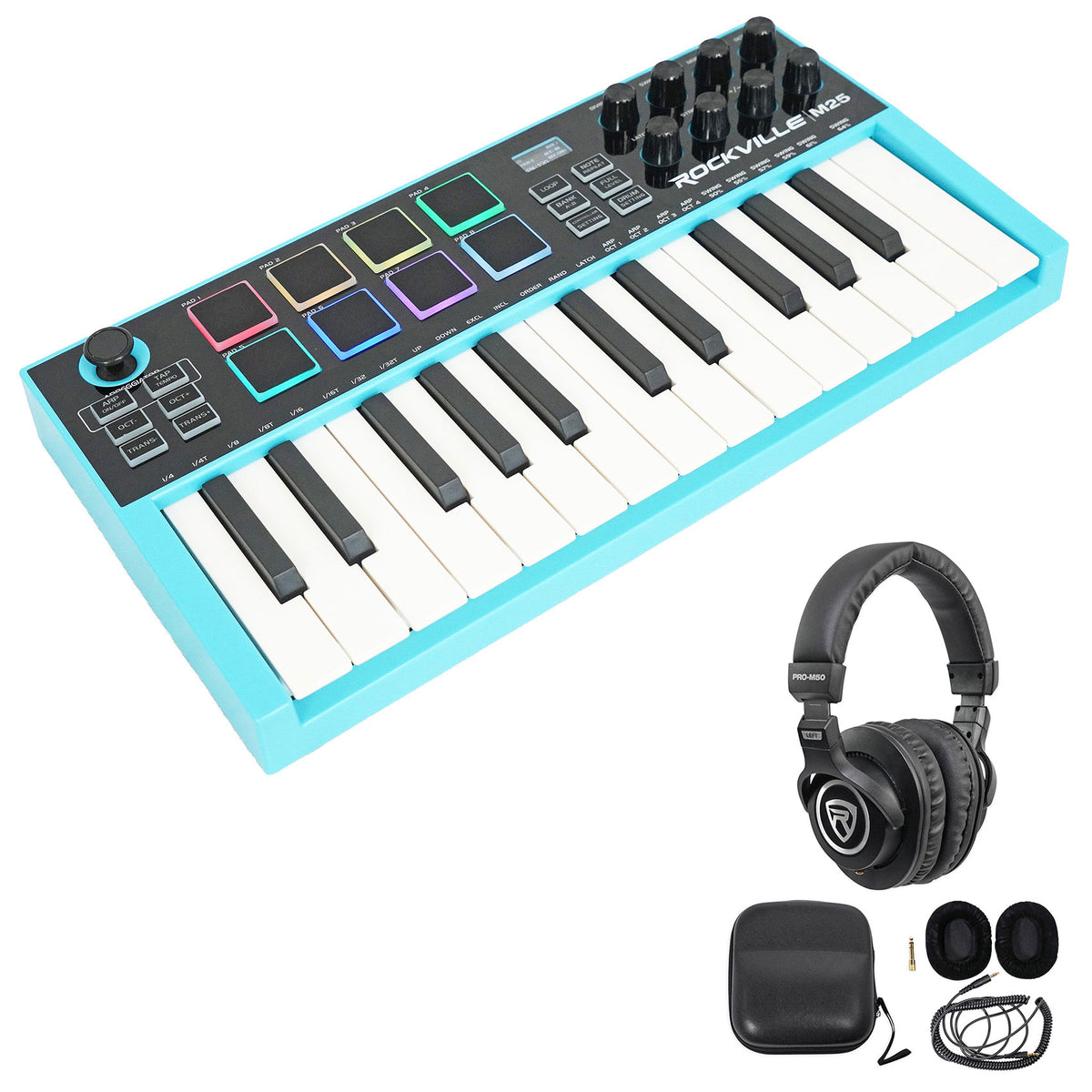 M25 25 Key USB Wireless Bluetooth MIDI Keyboard Controller + Headphones