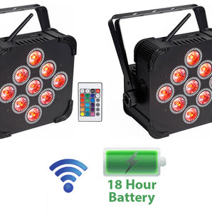 (2) Rockville BEST PAR 60 Rechargable Par Can Wash Lights wWireless DMX+RGBWA+UV