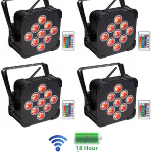 (4) Rockville BEST PAR 60 Rechargable Par Can Wash Lights wWireless DMX+RGBWA+UV