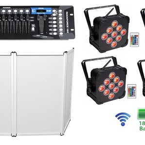 4 Rockville BEST PAR 60 Rechargeable Wireless Par Can Wash Lights+Facade+Control