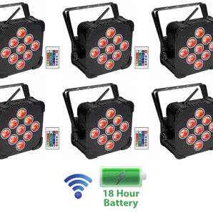 6) Rockville BEST PAR 60 Rechargeable Par Can Wash Lights wWireless DMX+RGBWA+UV