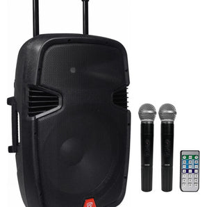 Rockville RAM15BT 15" Rechargeable Powered 800W PA DJ Speaker with 2 Mics/Bluetooth