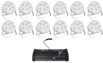 12 Rockville RockPAR50 WHT RGB Par Can DJ/Club Wash Lights+384 Ch DMX Controller