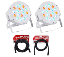 (2) RockPAR50 WHT LED RGB Par Can DJ/Club DMX Wash Lights + Cables