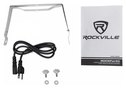 (2) RockPAR50 WHT LED RGB Par Can DJ/Club DMX Wash Lights + Cables