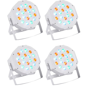 (4) Rockville RockPAR50 White LED RGB Compact Par Can DJ/Club DMX Wash Lights