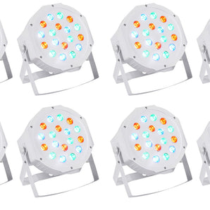 (8) Rockville RockPAR50 WHT LED RGB Compact Par Can DJ/Club DMX Wash Lights