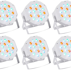 (6) Rockville RockPAR50 WHT LED RGB Compact Par Can DJ/Club DMX Wash Lights