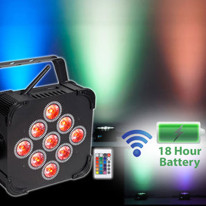 Rockville RGBWA+UV Battery Powered Wireless Wash Par DJ Up Light+Chauvet Cable