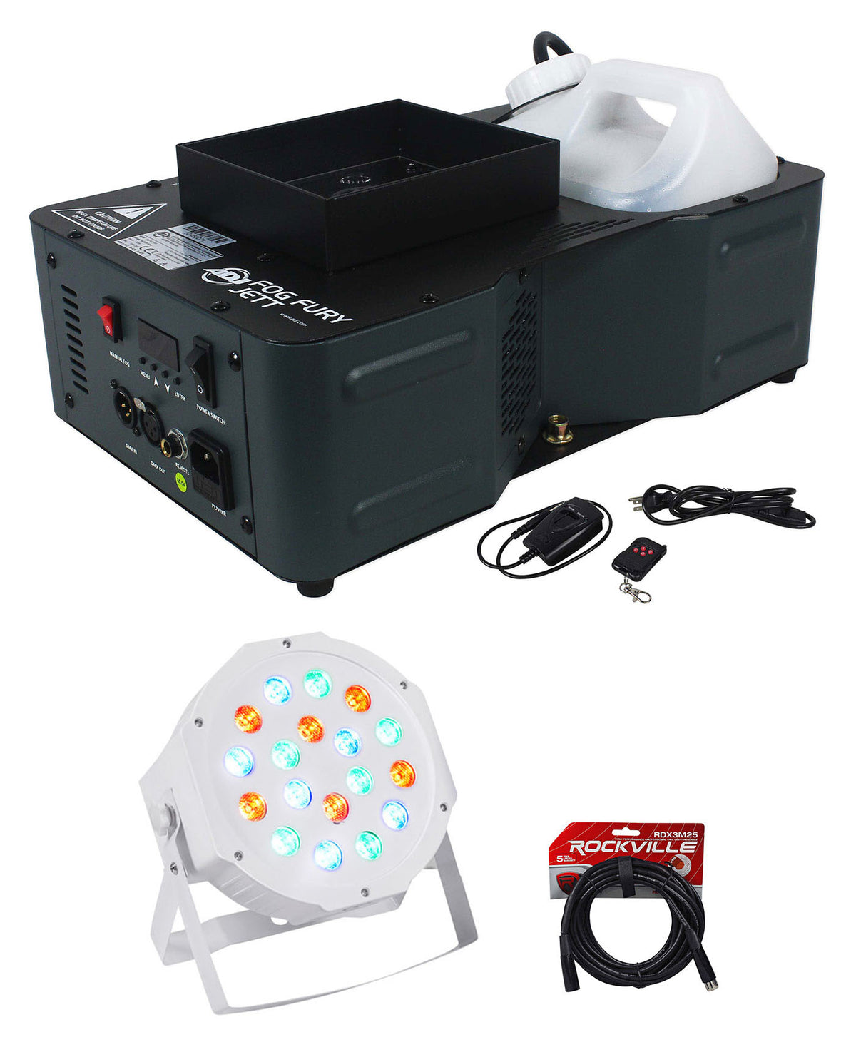 Fog Fury Jett Vertical Fog Machine+Wireless Remote+Par Light+Cable