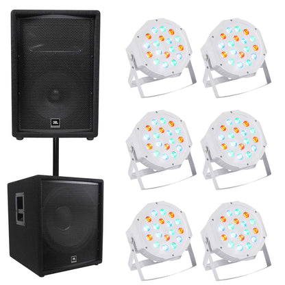 JBL JRX212 1000 Watt 12" 2-Way DJ P/A Speaker+18" 1400w Sub+6) Par Wash Lights