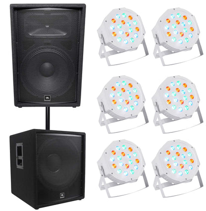 JBL JRX215 1000 Watt 15" 2-Way DJ P/A Speaker+18" 1400w Sub+6) Par Wash Lights
