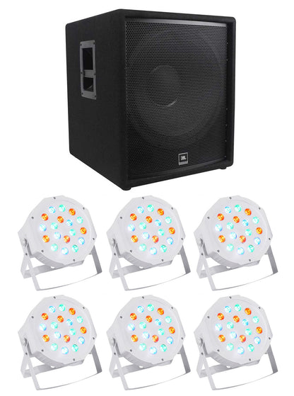 JBL Pro JRX218S 1400 Watt 18" Passive Subwoofer DJ Sub+6) Par Can Wash Lights