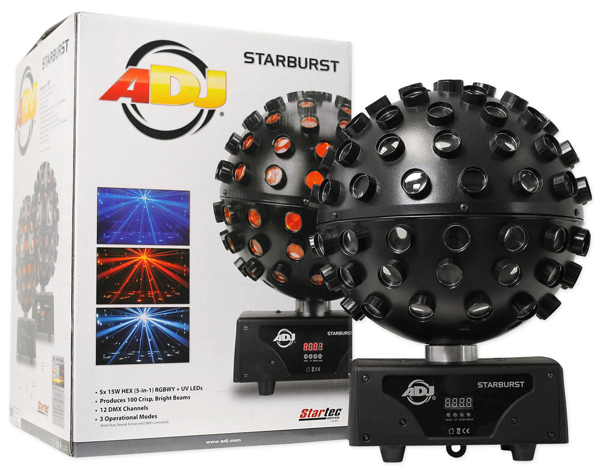 Starburst LED Sphere Shooting Beam Lighting Effect + RockPAR50 Wash Light (White)