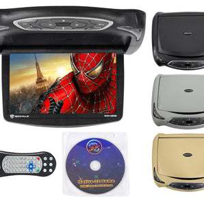 Rockville RVD14BGB Black/Grey/Tan 14 inch Flip Down Car Monitor with DVD/HDMI/Games/USB