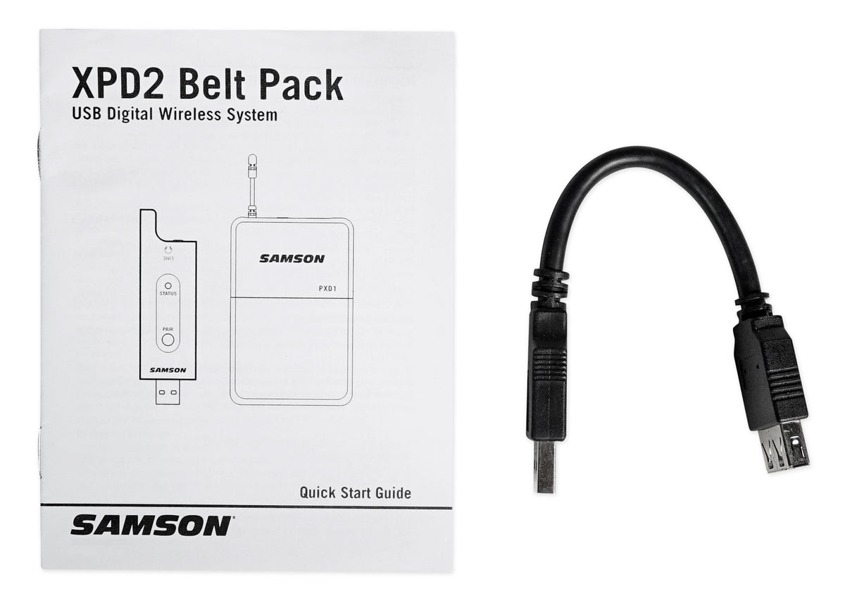 SAMSON Stage XPD2 USB Digital Wireless Beltpack Microphone System w/LM8 Lavalier
