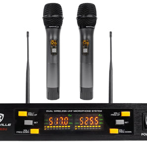 Rockville RWM65U Dual UHF 15 Channel Handheld Wireless Microphone System