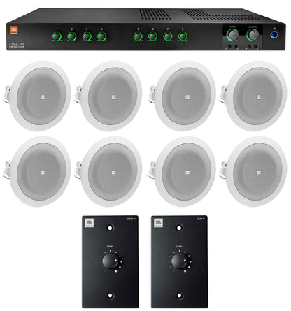 JBL CSMA240 Commercial Amplifier+(8) 4" In-Ceiling Speakers+(2) Wall Controllers