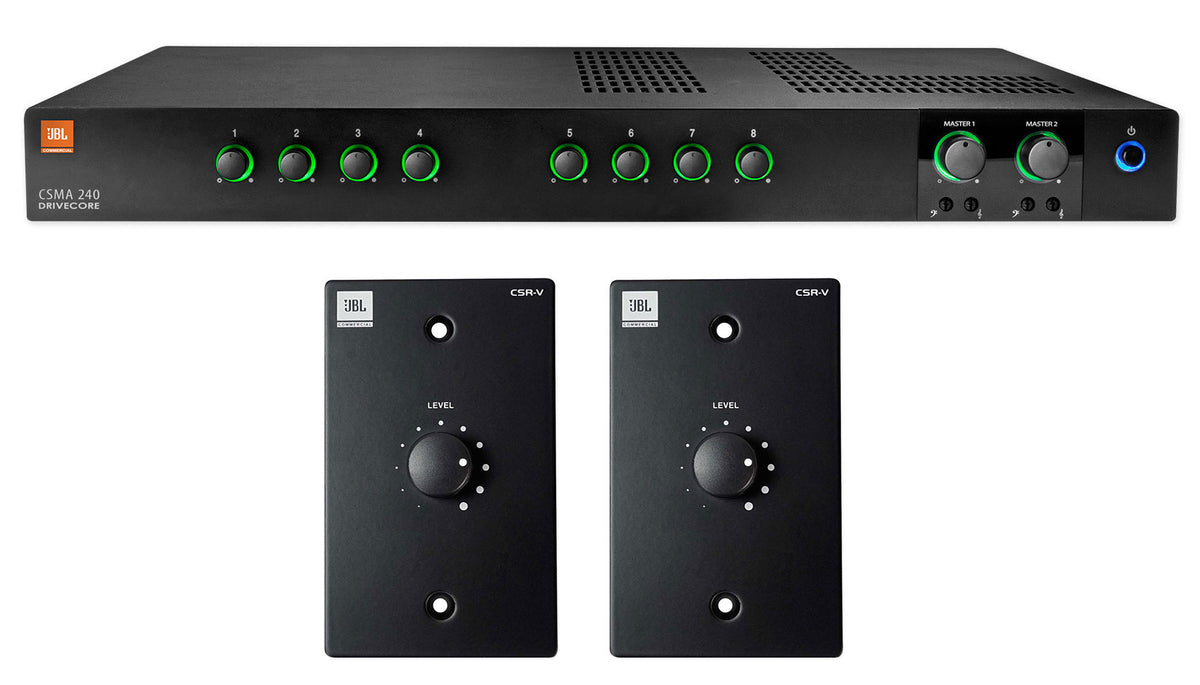 JBL CSMA240 Commercial/Restaurant 2x40w Amplifier+Black Wall Volume Controllers