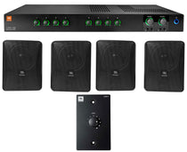 JBL CSMA280 Commercial Amplifier+(4) 6.5" Black Wall Speakers+Wall Controller