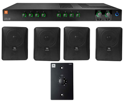 JBL CSMA280 Commercial Amplifier+(4) 6.5" Black Wall Speakers+Wall Controller
