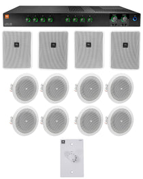 JBL Commercial Amplifier+(4) 6.5" White Wall+(8) 4" Ceiing Speakers+Wall Control