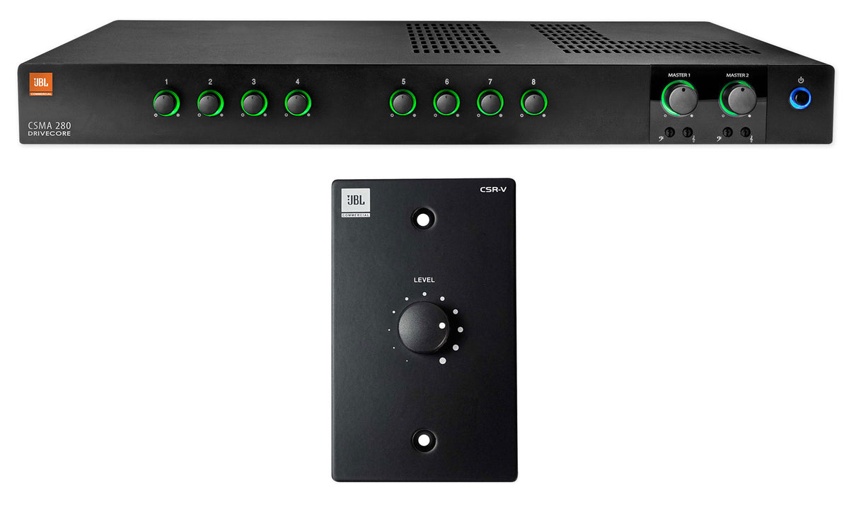 JBL CSMA280 Commercial/Restaurant 2 x 80w Amplifier+Black Wall Volume Controller