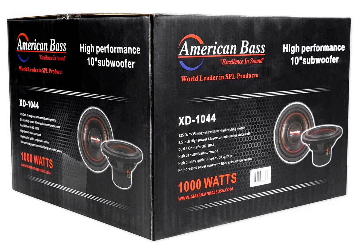 American Bass XD-1044 900 Watt 10" Car Audio Subwoofer+Vented Sub Box Enclosure