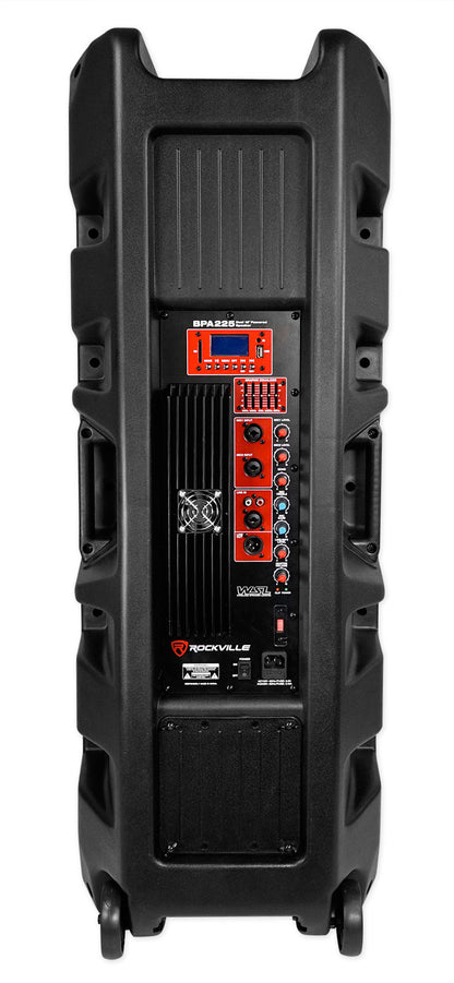 Rockville BPA225 Dual 15" Powered Active 1500w Pro DJ PA Speaker w Bluetooth+TWS
