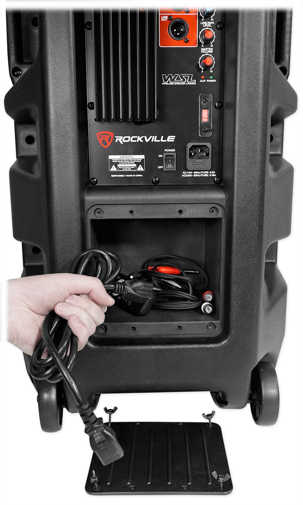 Rockville BPA225 Dual 15" Powered Active 1500w Pro DJ PA Speaker w Bluetooth+TWS