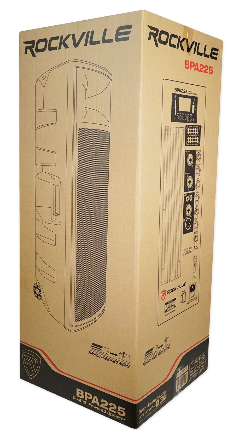 Rockville BPA225 Dual 15" Powered Active 1500w Pro DJ PA Speaker w Bluetooth+TWS