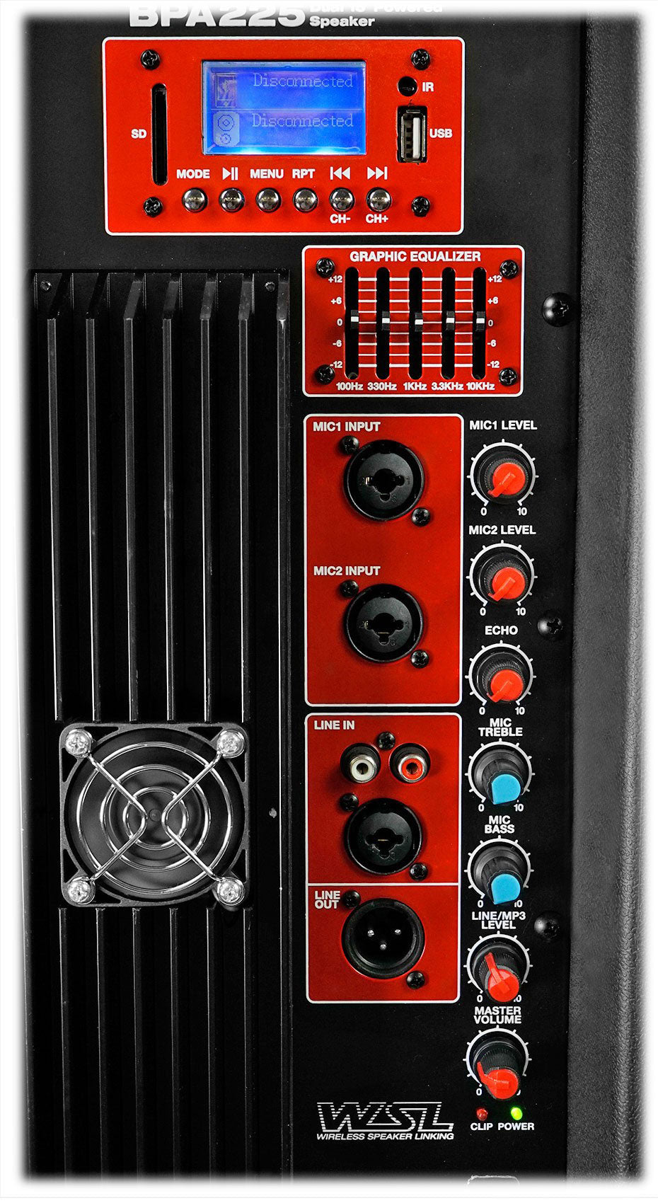 Rockville BPA225 Dual 15" Powered Active 1500w Pro DJ PA Speaker w Bluetooth+TWS