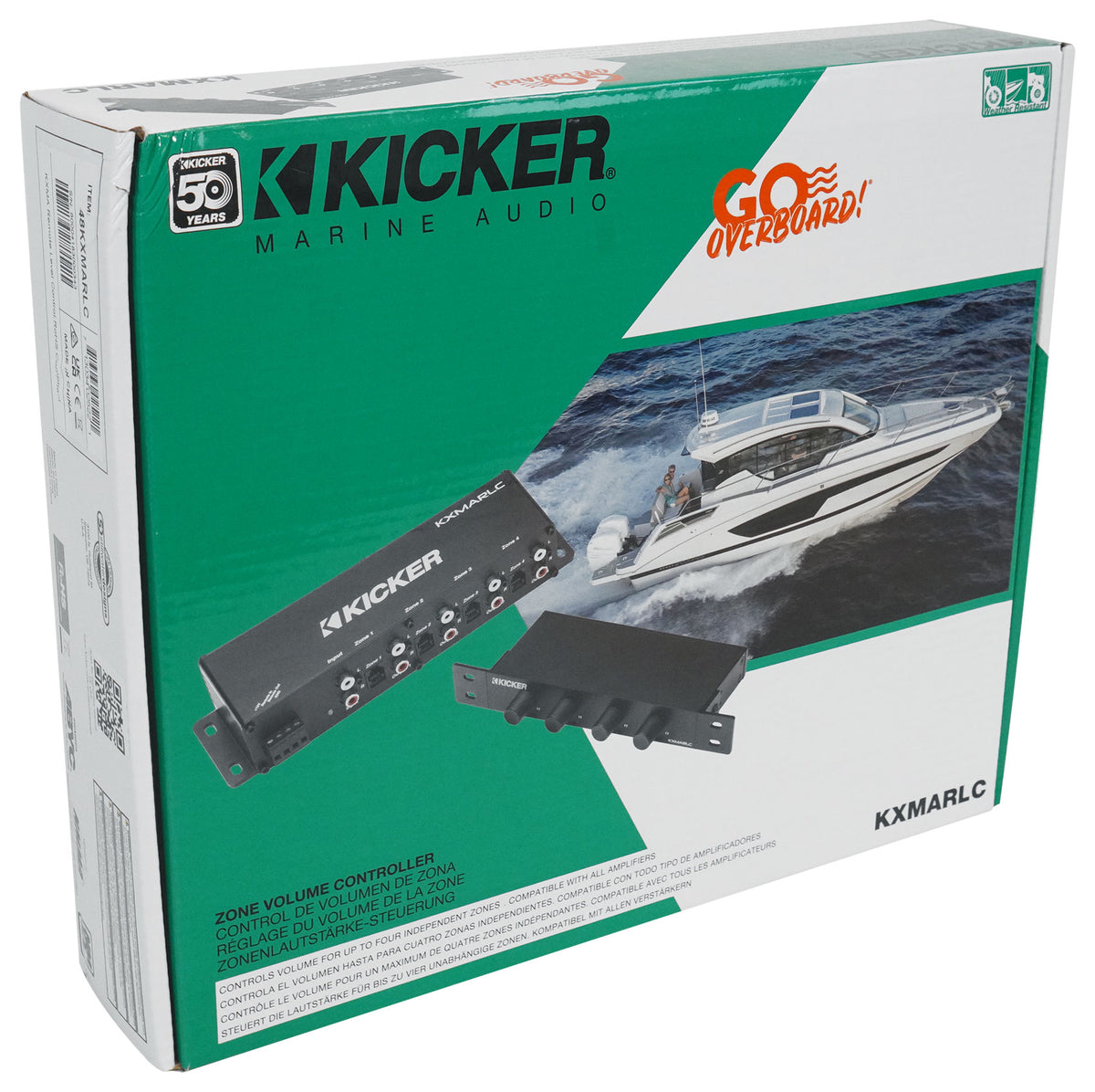 ATOM 8W 8-Channel Marine/Boat Bluetooth Amplifier+Kicker 4-Zone Control
