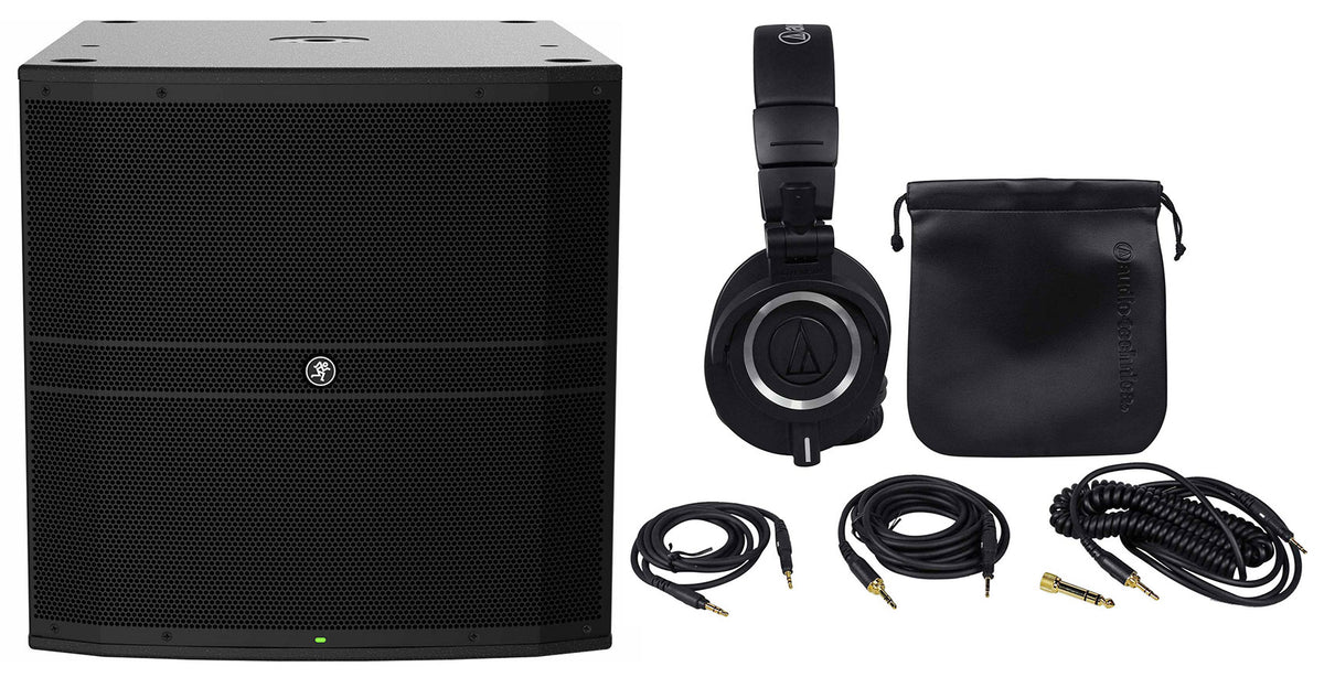 Mackie DRM18S 2000w 18" Powered DJ PA Subwoofer Sub+Audio Technica Headphones