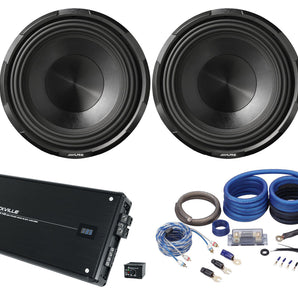 (2) ALPINE X-W10D4 10" 900w RMS Car Audio Subwoofers+Mono Amplifier+Amp Kit