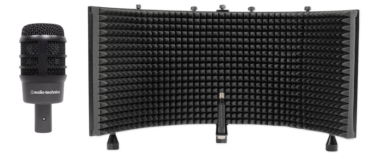 ATM250 Kick Drum Percussion Brass Mic + RockShield 3 Isolation Shield