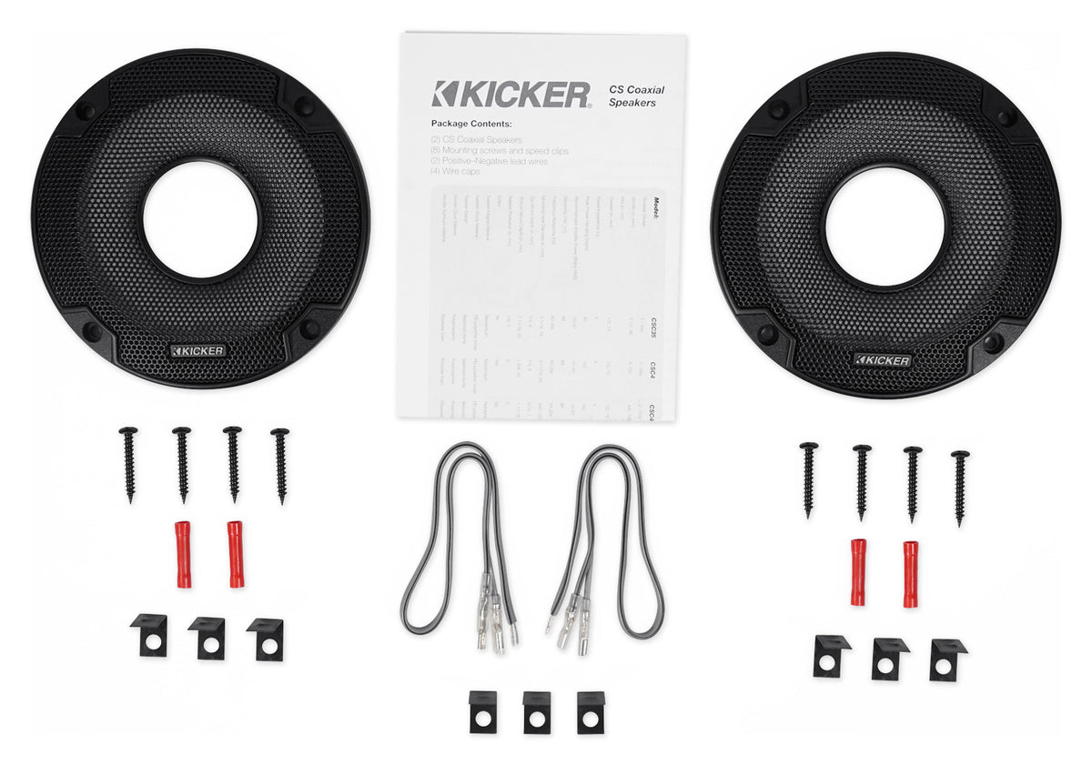 Pair KICKER 46CSC44 4" 300 Watt 4-Ohm 2-Way Car Audio Coaxial Speakers CSC44