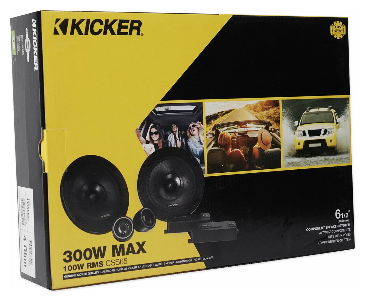 KICKER 46CSS654 6.5" 6 1/2" 600 Watt 4-Ohm Car Audio Component Speakers CSS65