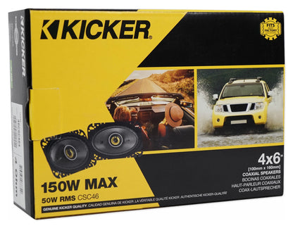 Pair KICKER 46CSC464 4x6" 300 Watt 4-Ohm 2-Way Car Audio Coaxial Speakers CSC464