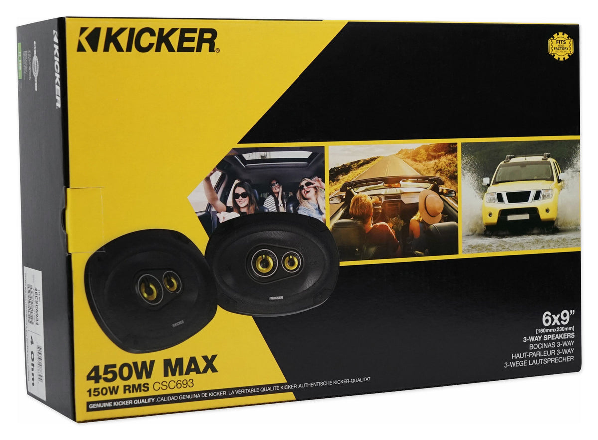 Pair KICKER 46CSC6934 6"x9" 6x9" 900 Watt 4-Ohm 3-Way Car Audio Speakers CSC693