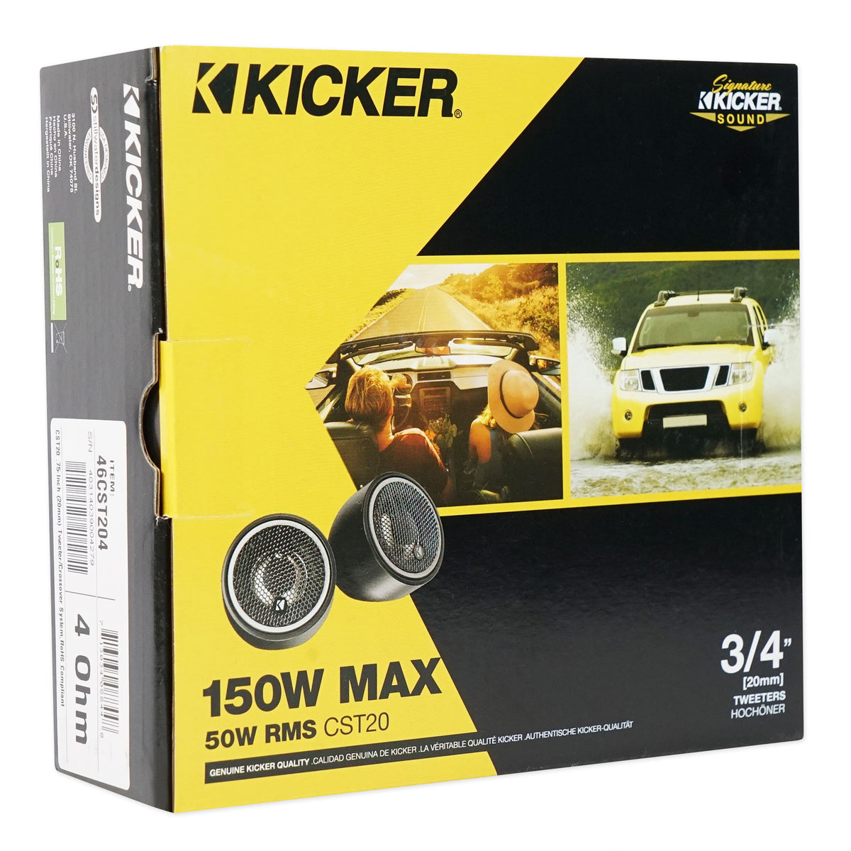 Pair KICKER 46CST204 200w 3/4" 0.75" Car Audio Tweeters, 4-Ohm CST20