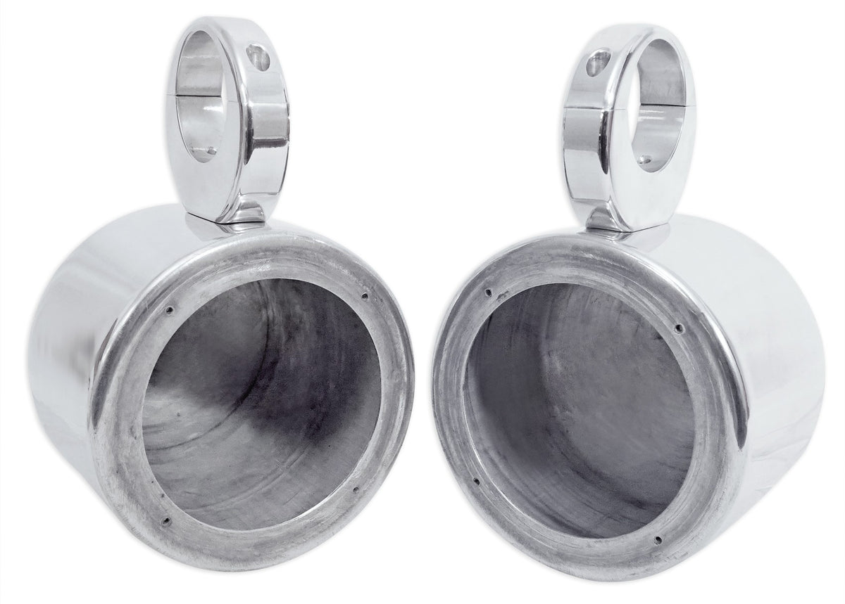 (4) Kicker 5.25" Polished Metal Tower Speakers for RZR/Jeep/ATV/UTV