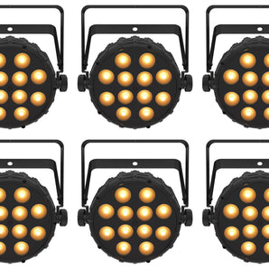 (6) Chauvet DJ SLIMPAR Q12 BT ILS Wireless Par Wash Up-Lights w/ Bluetooth