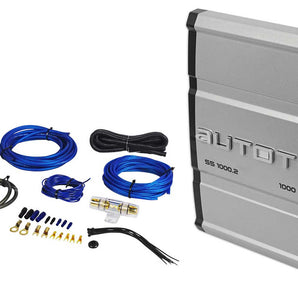 Autotek SS1000.2 Super Sport 1000w 2-Channel Car Amplifier Class A/B + Amp Kit